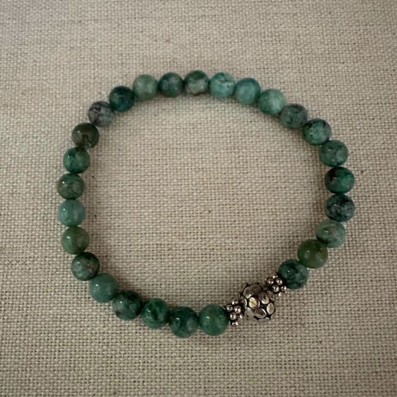 Handmade turquoise beaded stones with silver bead accent - M NWOT - Picture 1 of 4